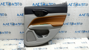 Door trim, rear right card, Jeep Compass 22-24, gray with black, brown leather insert, needs cleaning, scratches, nicks