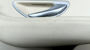 Door trim, rear right card, Mercedes C-class W205 17-21, beige leather, without curtain, wood insert, Burmester, beige leather armrest, black top, with handle and overlays, scratches, nicks