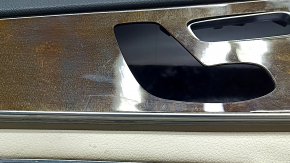 Door trim, front left card, Mercedes C-class W205 15-18, beige leather, wood insert, beige leather armrest, black top, with handle and overlays, scratch, needs cleaning