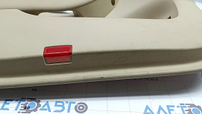 Door trim, front left card, Mercedes C-class W205 15-18, beige leather, wood insert, beige leather armrest, black top, with handle and overlays, scratch, needs cleaning