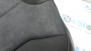 Driver's seat back upholstery for VW Taos 22-22, leather + fabric, black titan black, storm gray stitching, heated, dry cleanable, sooty