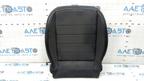 Driver's seat cushion upholstery for VW Taos 22-24, leather + fabric, black titan black, storm gray stitching, heated, sooty