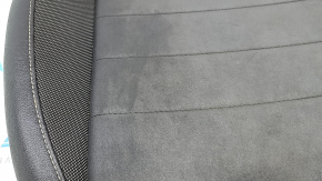 Driver's seat cushion upholstery for VW Taos 22-24, leather + fabric, black titan black, storm gray stitching, heated, sooty