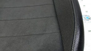 Driver's seat cushion upholstery for VW Taos 22-24, leather + fabric, black titan black, storm gray stitching, heated, sooty