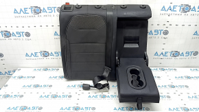 Right rear seat backrest, 2nd row, VW Taos 22-24, leather + fabric, black titan black, storm gray stitching, with central seat belt and armrest, sooty, dry cleanable