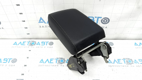 Armrest VW Taos 22-25 leather black titan black ceramic, gray stitching, for cleaning, poked