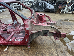 Front right quarter of Toyota Highlander 20-26 hybrid on the body, red, dented threshold