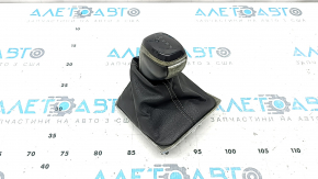 Gear knob VW Taos 22-25 black leather, gray stitching, oxidized chrome