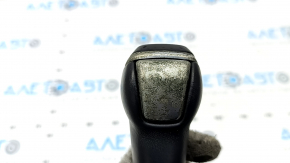Gear knob VW Taos 22-25 black leather, gray stitching, oxidized chrome