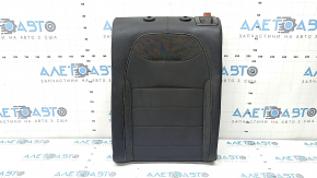 Left rear seat back, 2nd row, VW Taos 22-24, leather + fabric, black titan black, storm gray stitching, sooty, dented, torn