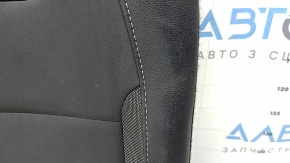 Left rear seat back, 2nd row, VW Taos 22-24, leather + fabric, black titan black, storm gray stitching, sooty, dented, torn