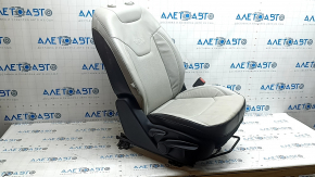 Jeep Compass 22-22 passenger seat with airbag, mechanical, leather, gray + black, with brown and gray stitching, perforation, needs cleaning, scuffs, scratches