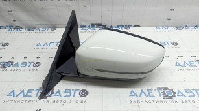 Left side mirror complete BMW 3 G20 19-26 5-pin, turn signal, heated, auto-dimming, BSM, Shadow-Line, white, chipped, in paint