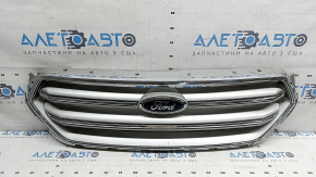 Radiator grille Ford Escape MK3 17-19 rest, gray, with chrome, with emblem, scratches