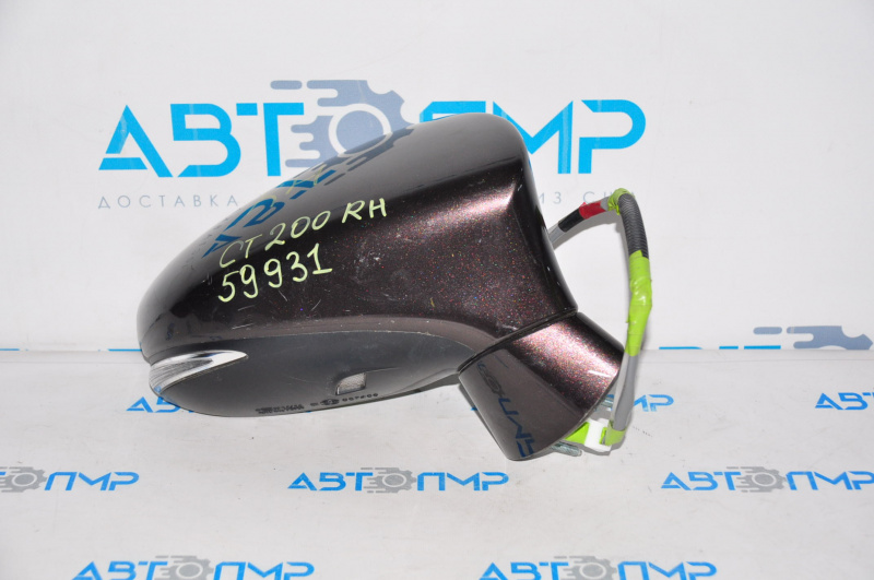 Right side mirror assembly Lexus CT200h 11-13 7-pin, turn signal, brown