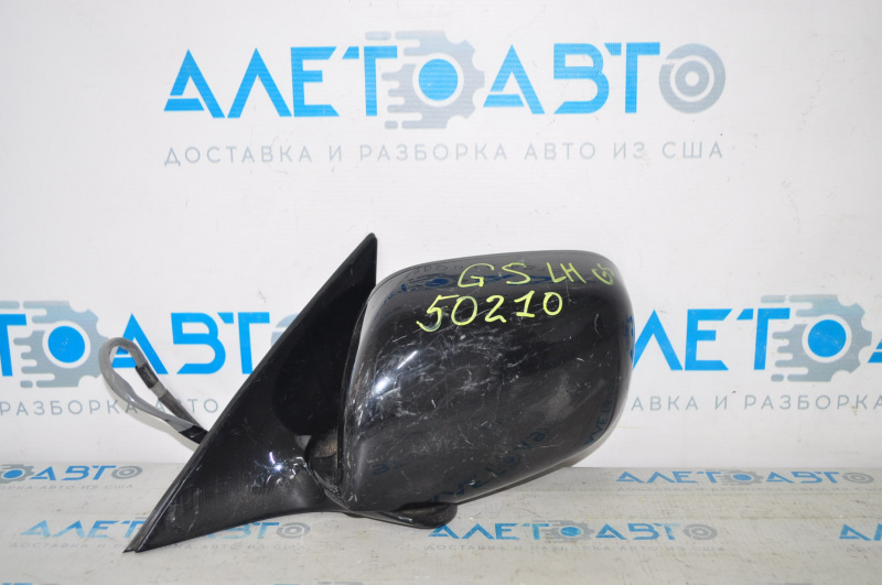 Left side mirror assembly for Lexus GS300 GS350 GS430 GS450h 06-07, 14 pins, heated, black, missing mirror element and motor