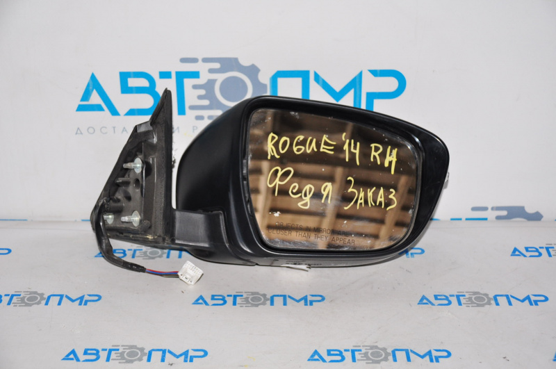 Right side mirror assembly for Nissan Rogue 14-16, 5-pin, turn signal, black