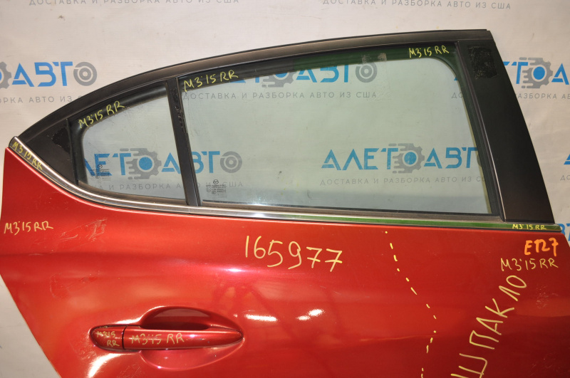 Molding door-glass central rear right Mazda 3 14-18 BM chrome