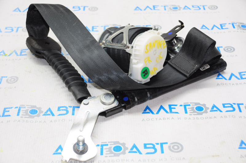 Passenger seat belt with tensioner Hyundai Santa FE Sport 13-18 black water damage