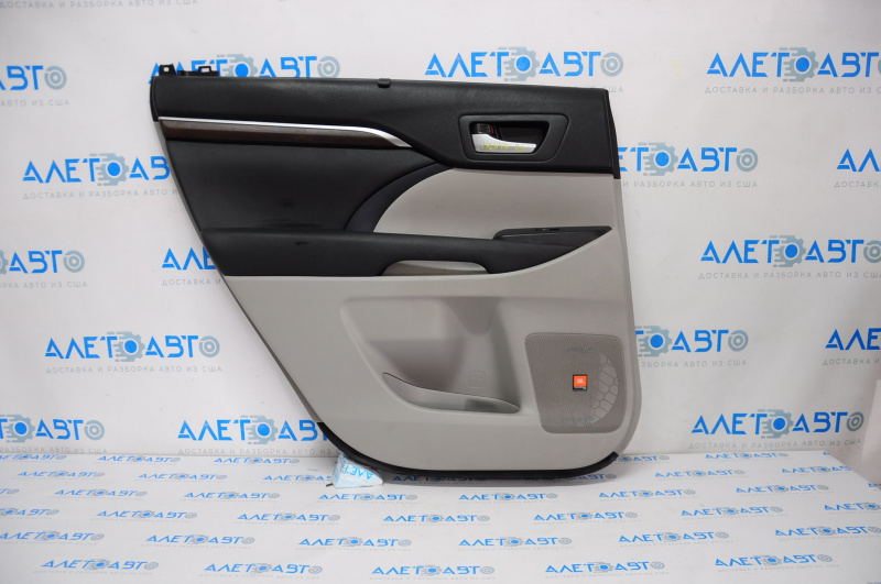 Door trim card rear left Toyota Highlander 14-16 under JBL with curtain gray