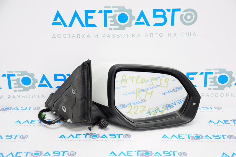 Side mirror right complete VW Atlas 18-18 6+2 pins, BSM, turn signal, white