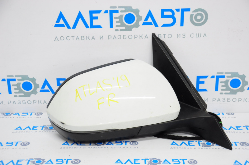 Side mirror right complete VW Atlas 18-18 6+2 pins, BSM, turn signal, white
