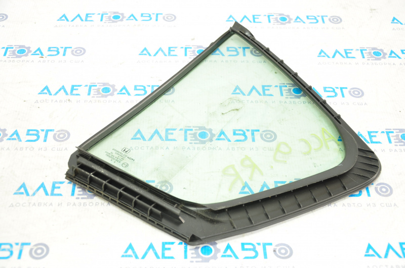 Triangle door glass, rear right, Honda Accord 13-17 petrol, green tint, with seal