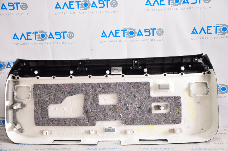 Lower trunk door trim Lexus RX350 RX450h 10-15 black, broken fasteners, scratches, without plugs, for dry cleaning