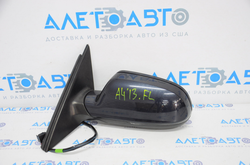 Left side mirror complete Audi A4 B8 08-16 6 pins, heated, turn signal, blue