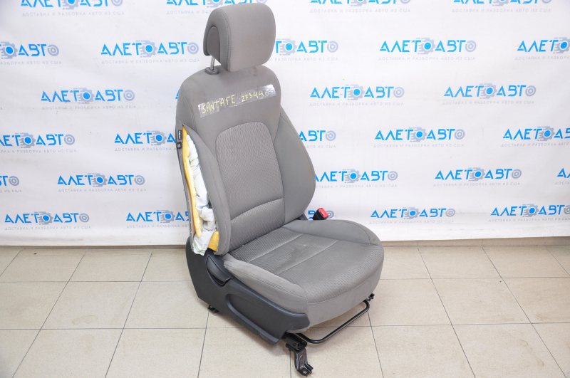 Passenger seat Hyundai Santa FE Sport 13-16 pre-restyling, without airbag, fur, gray cloth, shot