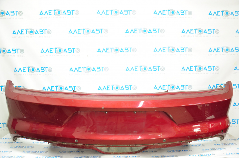 Rear bumper bare Ford Mustang mk6 15-17 for parking sensors, red, broken fastening