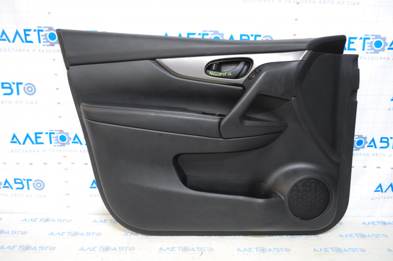 Door trim card front left Nissan Rogue Sport 17-22 black, broken handle fasteners