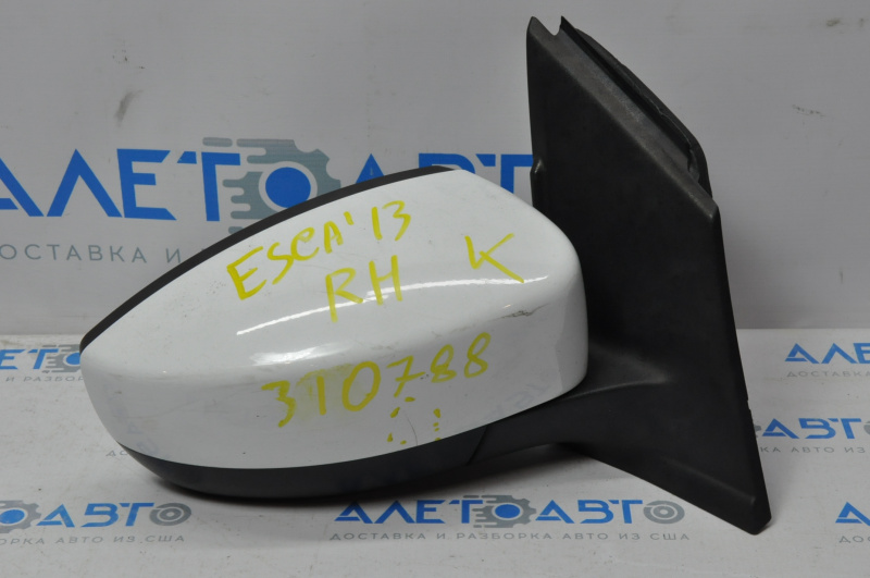 Right side mirror complete Ford Escape MK3 13-16 prerest 3 pins, white, crack