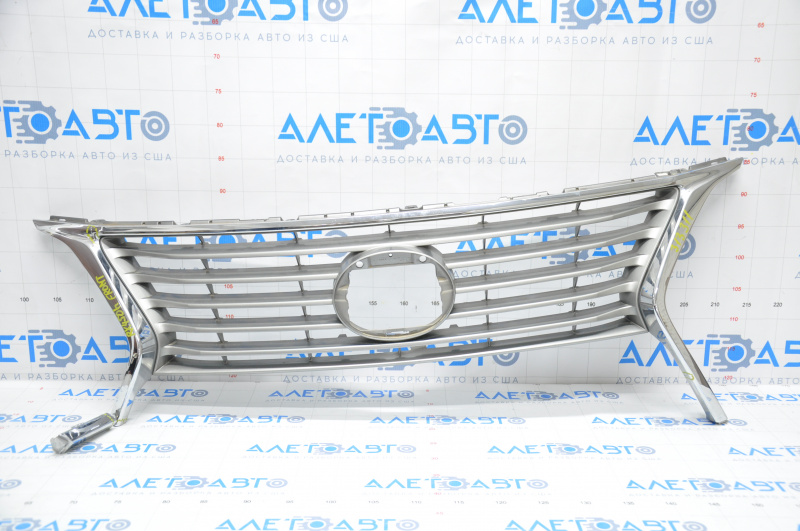 Radiator grill grill Lexus RX350 RX450H 13-15 rest, without emblem, broken fasteners, crack, chrome swelled
