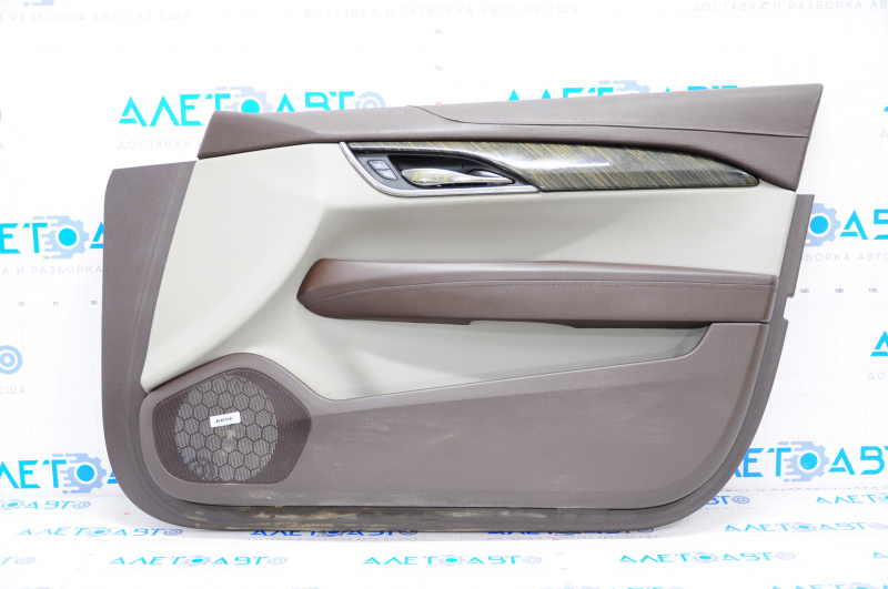Door trim card front right Cadillac ATS 13- brown leather, cracks on leather