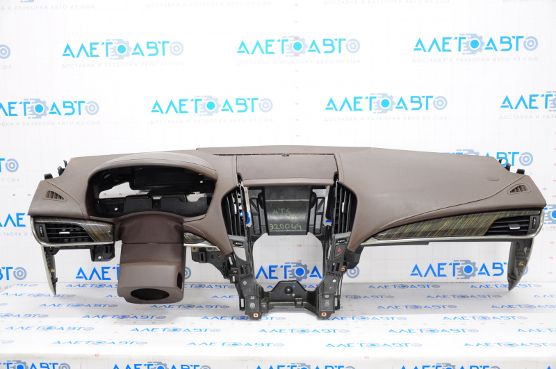 Torpedo front panel without AIRBAG Cadillac ATS 13-19 brown, cracks in leather, abrasions, scratches