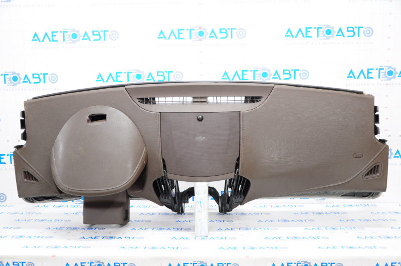 Torpedo front panel without AIRBAG Cadillac ATS 13-19 brown, cracks in leather, abrasions, scratches