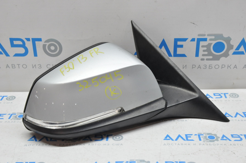 Right side mirror BMW 3 F30 4d 13-18 usa 5 pins, matt mount, turn signal, silver, scratches