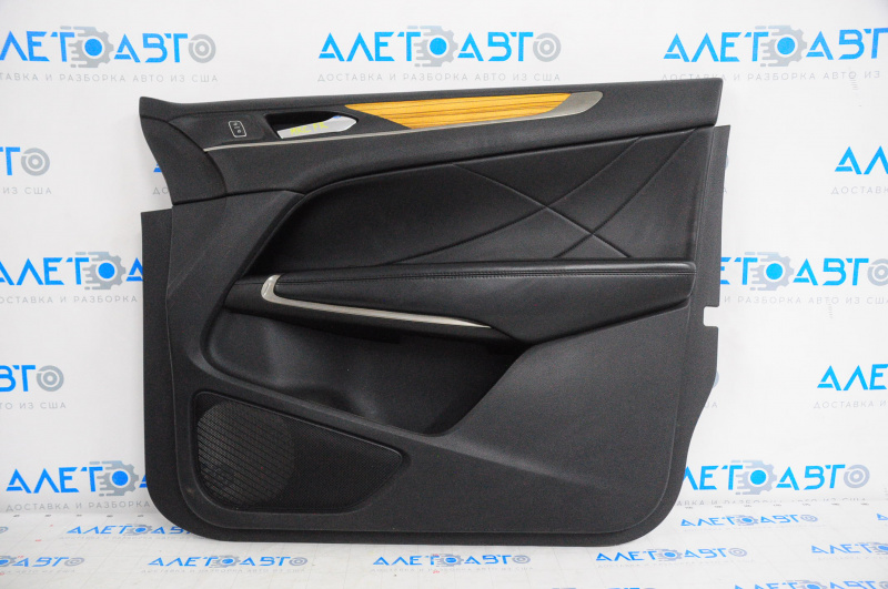 Door trim card front right Lincoln MKC 15-19 leather black with wood insert