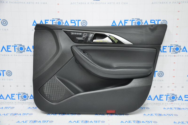 Door trim card front right Infiniti QX30 17-19 plastic and leather black, worn leather