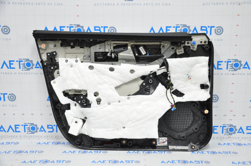Door trim card front right Infiniti QX30 17-19 plastic and leather black, worn leather