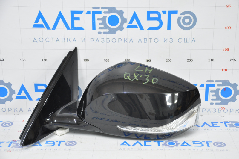 Left side mirror complete Infiniti QX30 17-19 17-19 pins, auto-dim, swivel, black