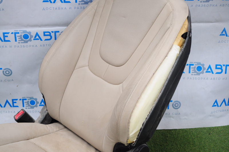 Driver's seat Chevrolet Volt 11-15 without airbag, mechanic, leather beige, shot, scratched