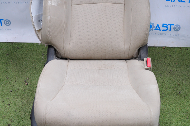 Passenger seat Honda Accord 13-15 without airbag, electric, beige leather, shot for dry cleaning