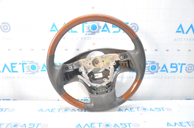 Bare steering wheel Lexus RX350 RX450h 10-12 prerest, gray leather, with wood, without buttons, worn leather, scratches on wood