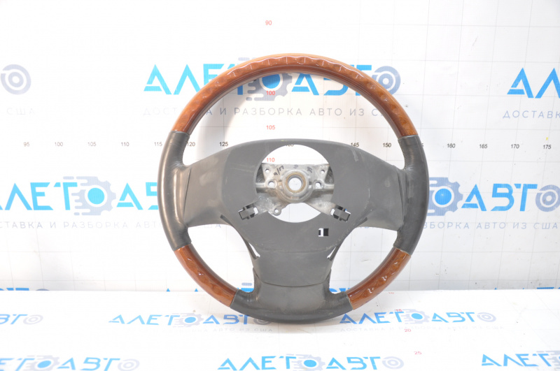 Bare steering wheel Lexus RX350 RX450h 10-12 prerest, gray leather, with wood, without buttons, worn leather, scratches on wood