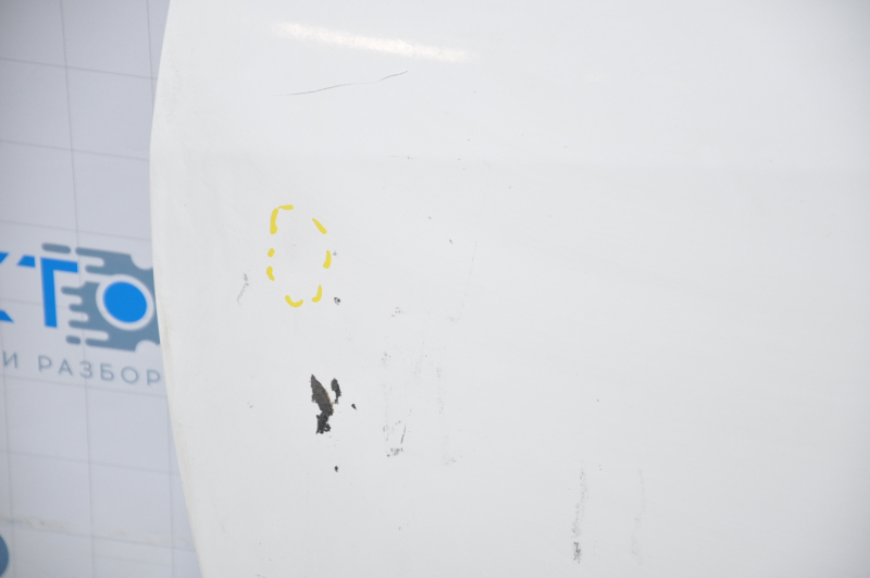 The door is bare, front left, Toyota Sienna 04-09, white, dented corner, bumps, burnt