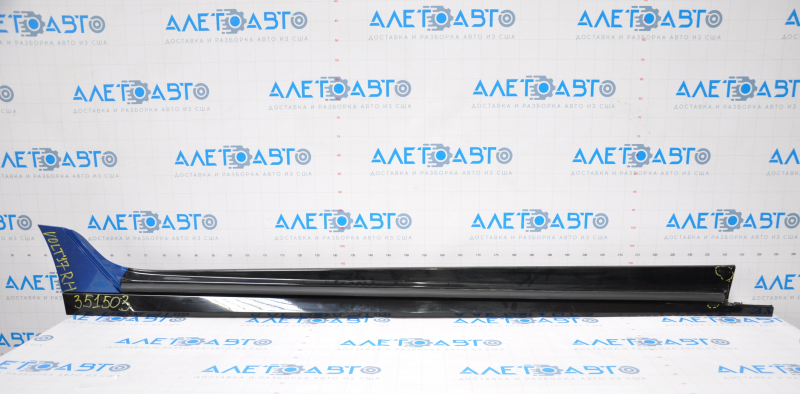 Right threshold Chevrolet Volt 16 - black with blue, broken fasteners, fracture, dented, no lower fasteners, scratches