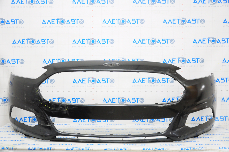 Front bumper bare Ford Fusion mk5 13-16 without parking sensors, black, worn, cracked, broken mount