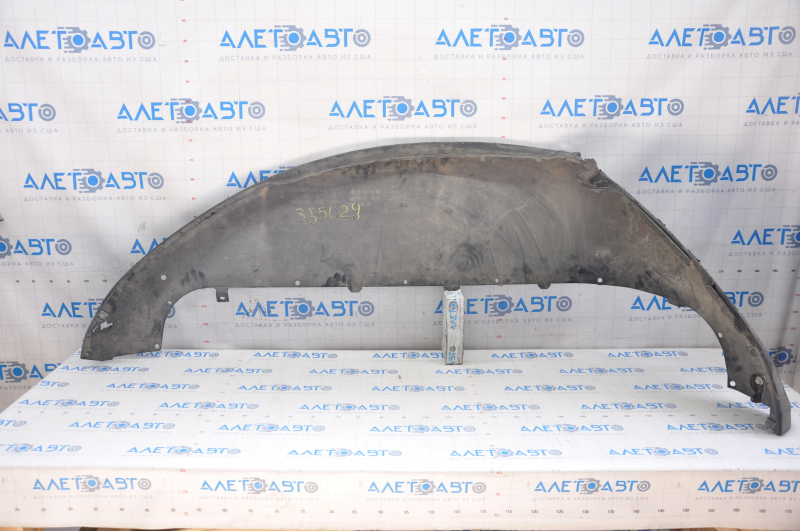 Tesla Model S 12-15 pre-restoration front bumper lip, structure, tears, creases, scratches, broken fasteners
